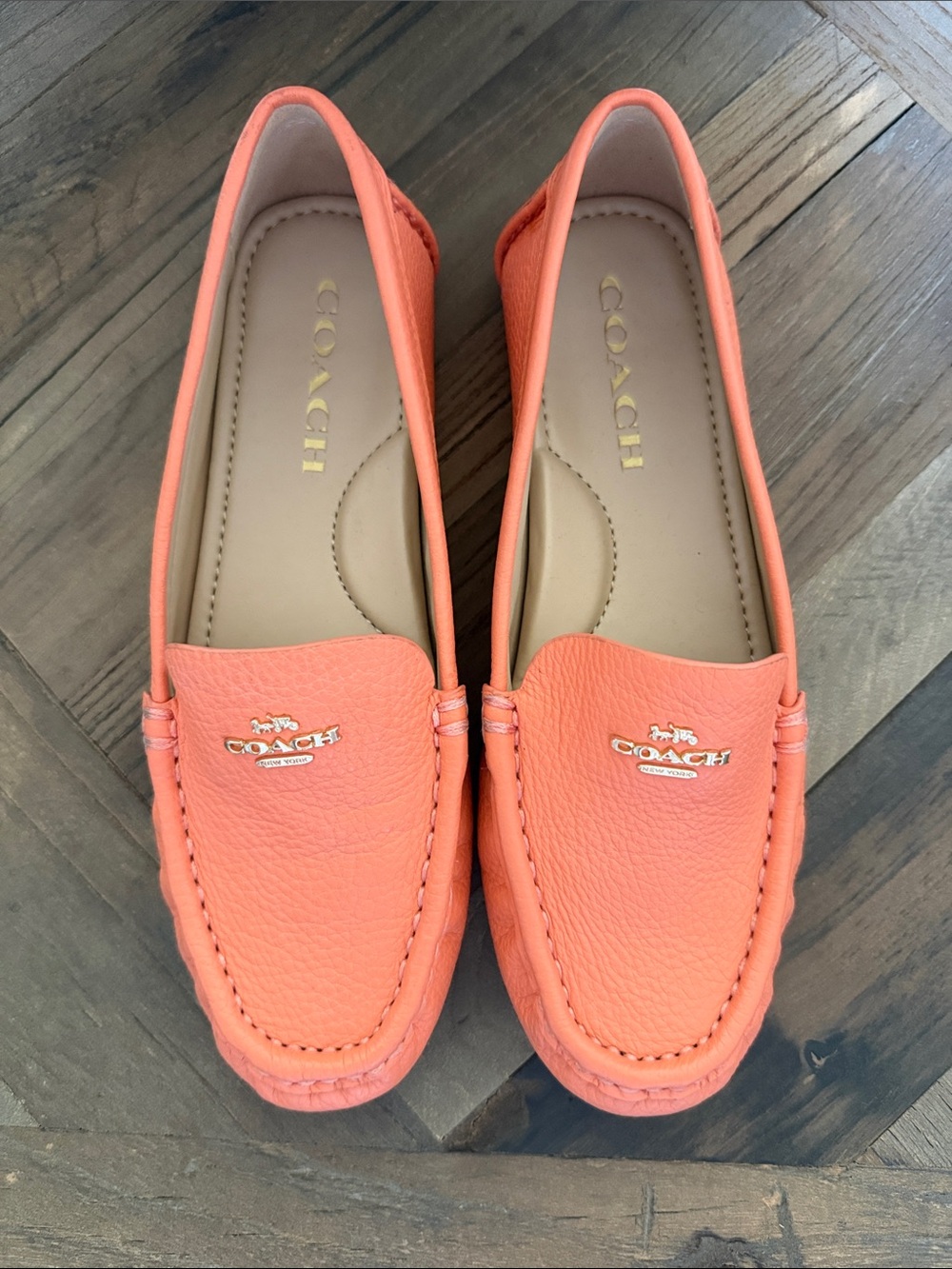 Coach Coral Leather Driving Moccasins